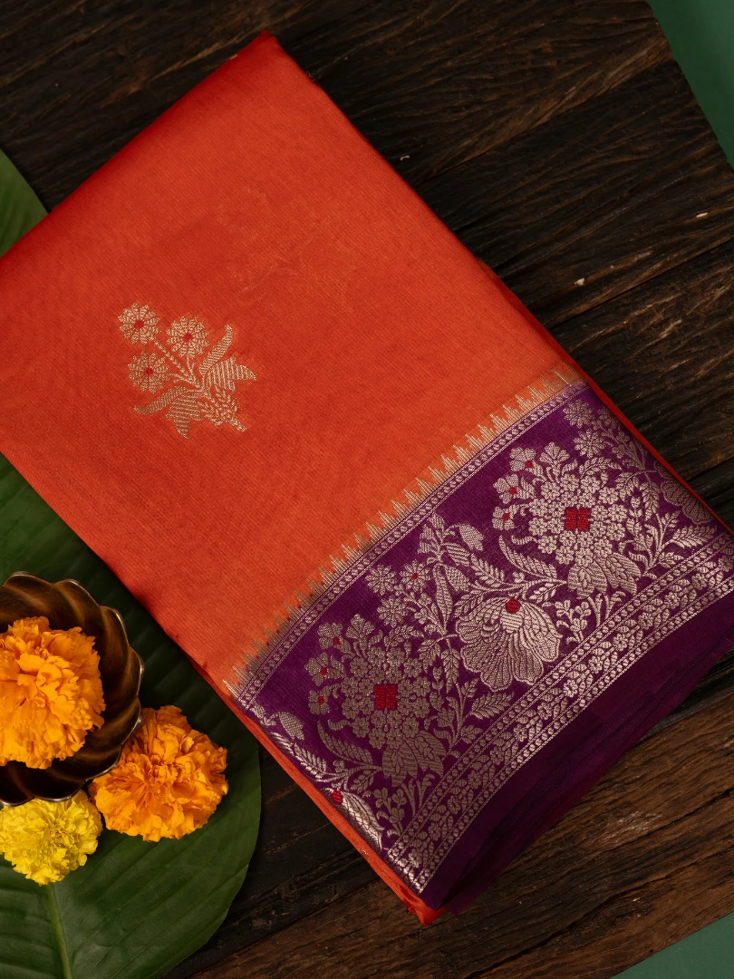 Raw Mango Orange Saree