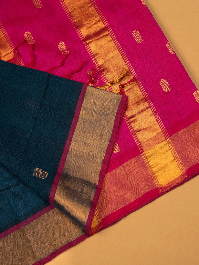 Andhra green & pink silk cotton Saree