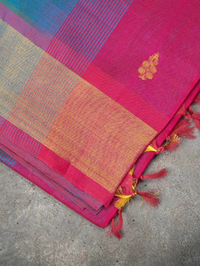 Andhra pink Silk cotton Saree