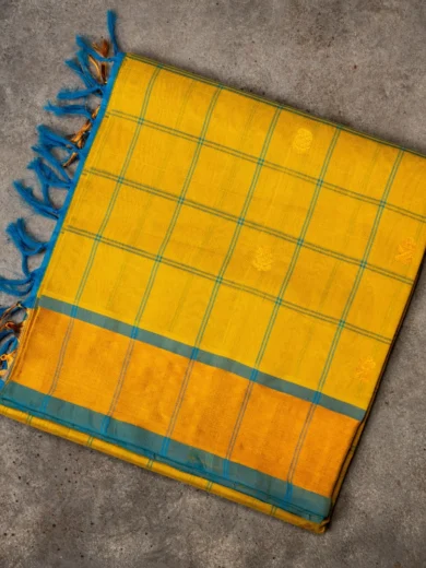Andhra yellow & blue silk cotton Saree