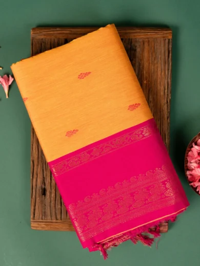 Kalyani silk cotton saree yellow