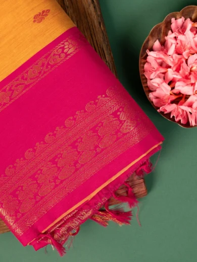 Kalyani silk cotton saree yellow