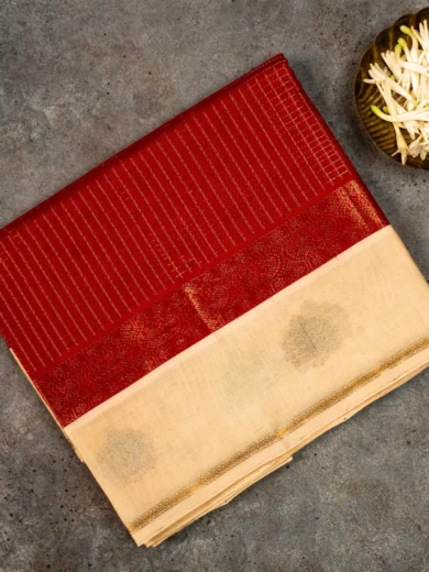 Mangalagiri Half white Dark Red