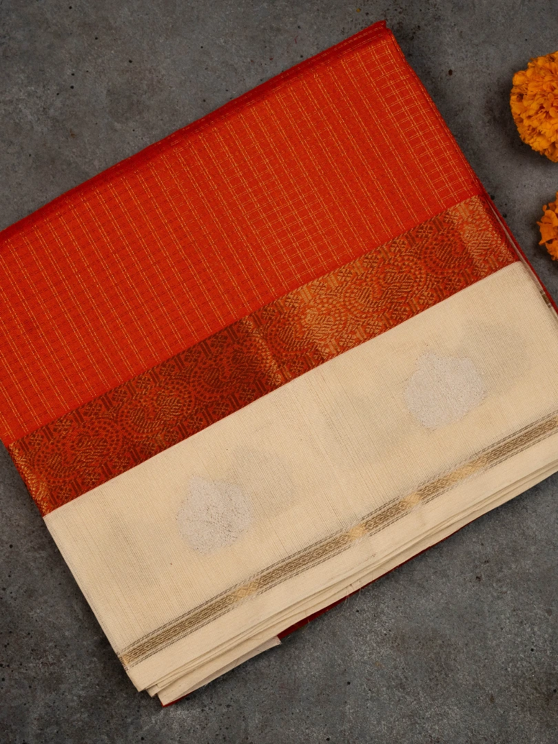 Mangalagiri Half white orange