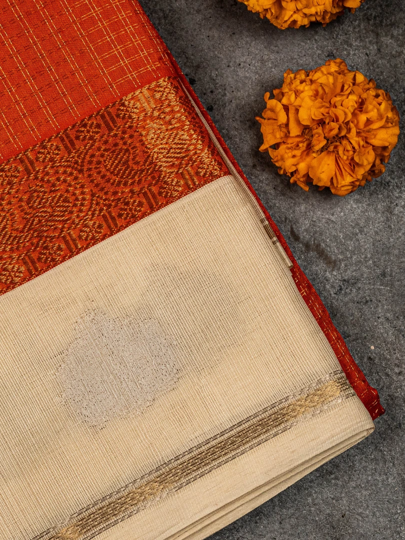 Mangalagiri Half white orange