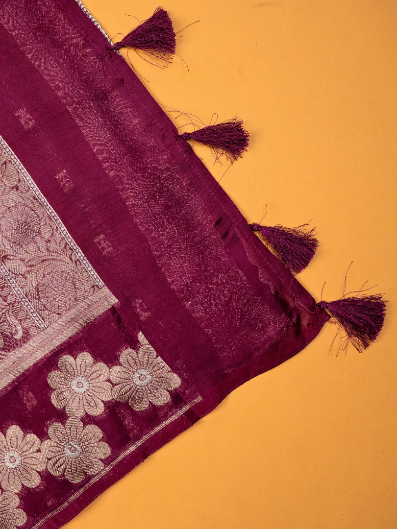 Organsa Banarasi Dark Pink