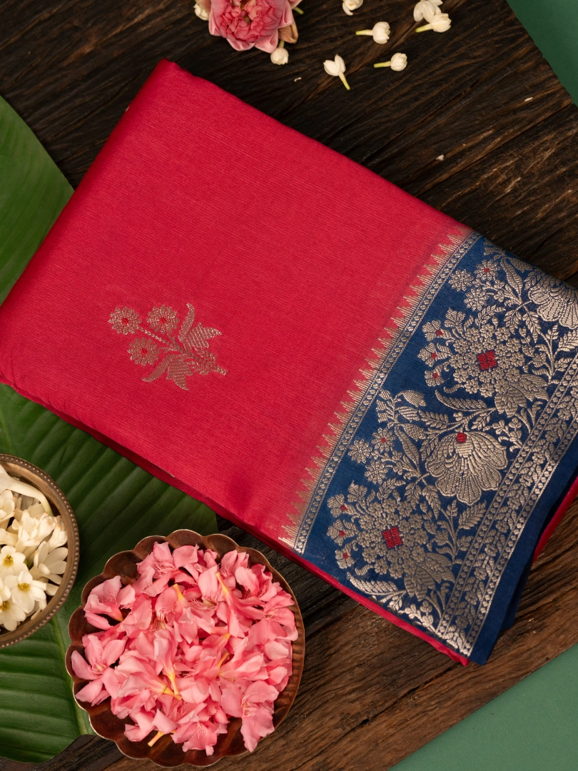 Raw Mango Saree Red & blue