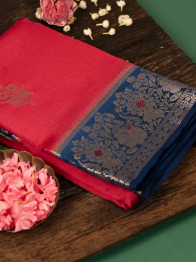 Raw Mango Saree Red & blue