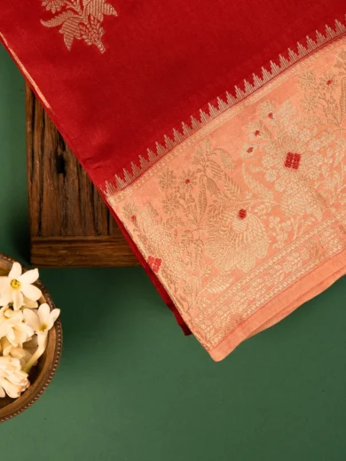 Raw Mango Saree Red & ivory