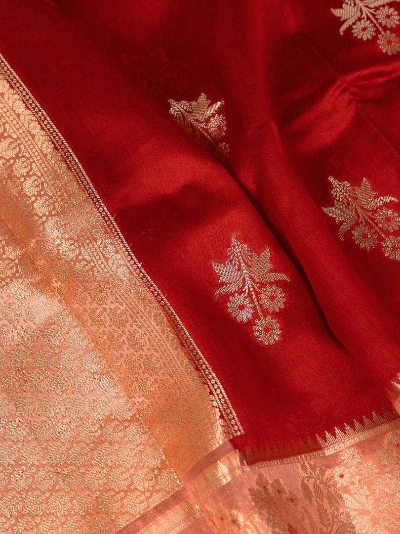 Raw Mango Saree Red & ivory