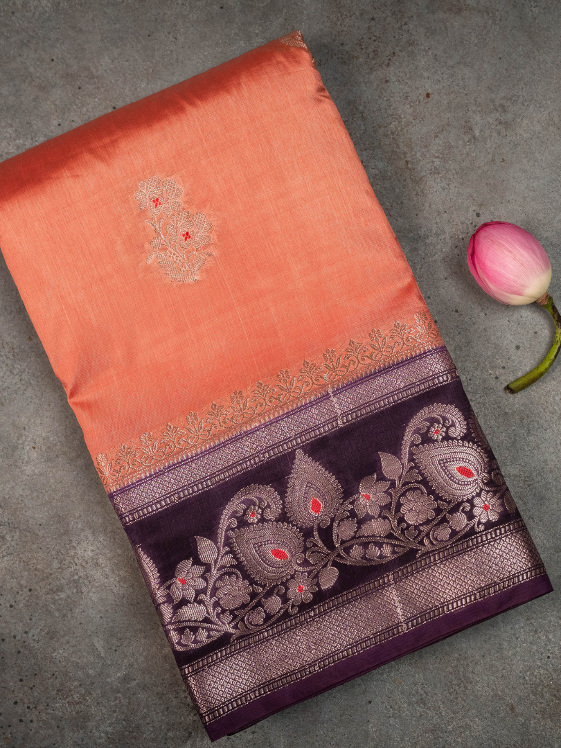 Raw Mango Saree orange & Violet