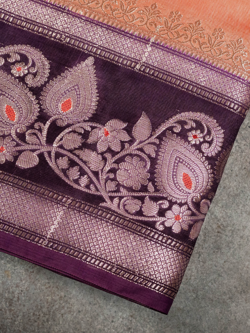 Raw Mango Saree orange & Violet