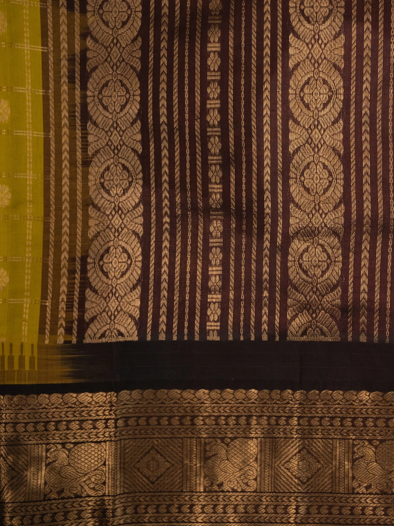 Traditional Mangalagiri Silk Sarees Dark Yellow - Image 3