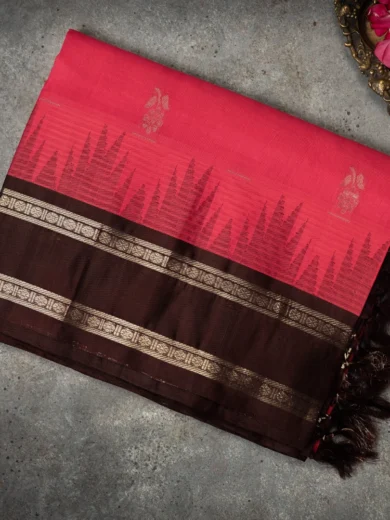Traditional Mangalagiri Silk sarees brown