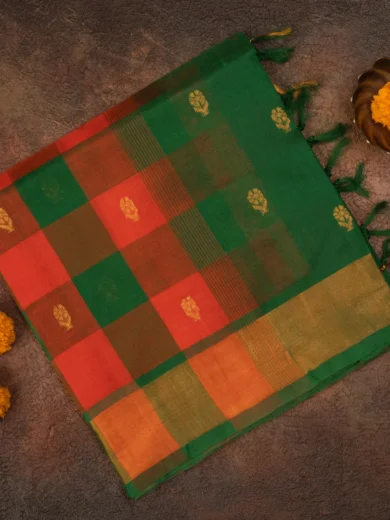 Andhra Dark green Silk Cotton Saree 1