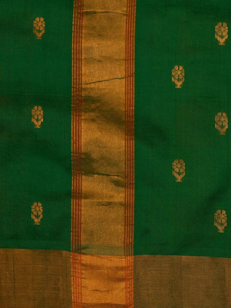 Andhra Dark green Silk Cotton Saree 2