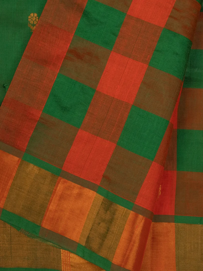 Andhra Dark green Silk Cotton Saree 3