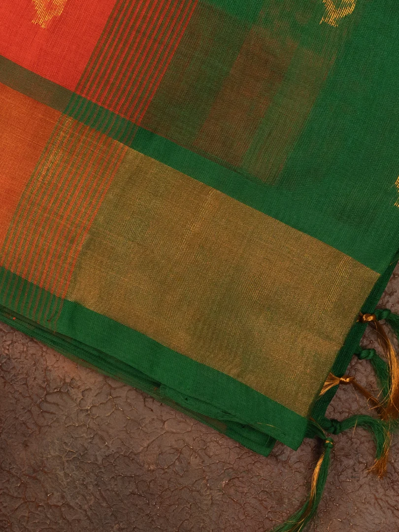 Andhra Dark green Silk Cotton Saree 4