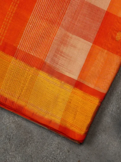 Andhra Orange Silk Cotton Saree 5