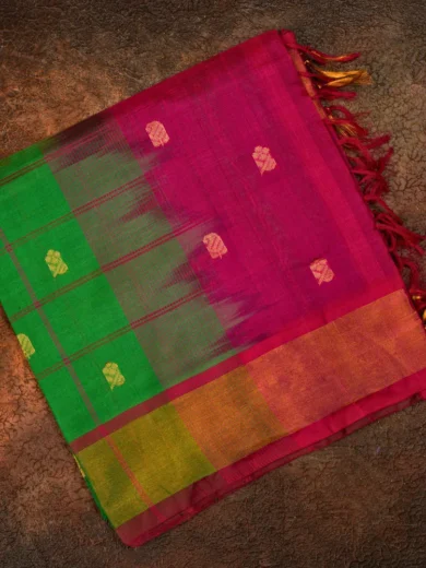 Andhra Pink green Silk Cotton Saree 1