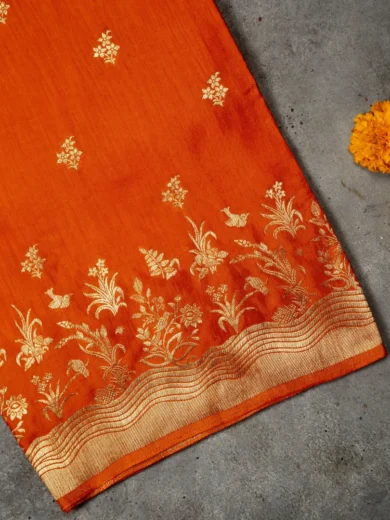 Banarasi Art Silk Orange Saree 1