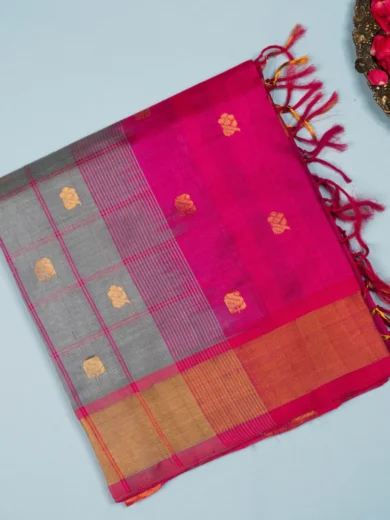 Checked Silk Cotton Pink 1