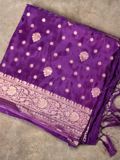 paper Silk Saree Violet 1