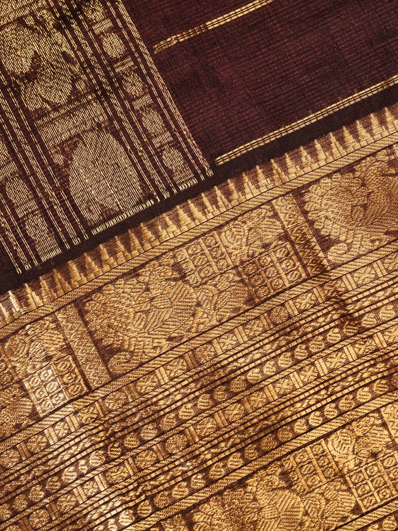 Rich Mangalagiri silk sarees Dark Brown 2