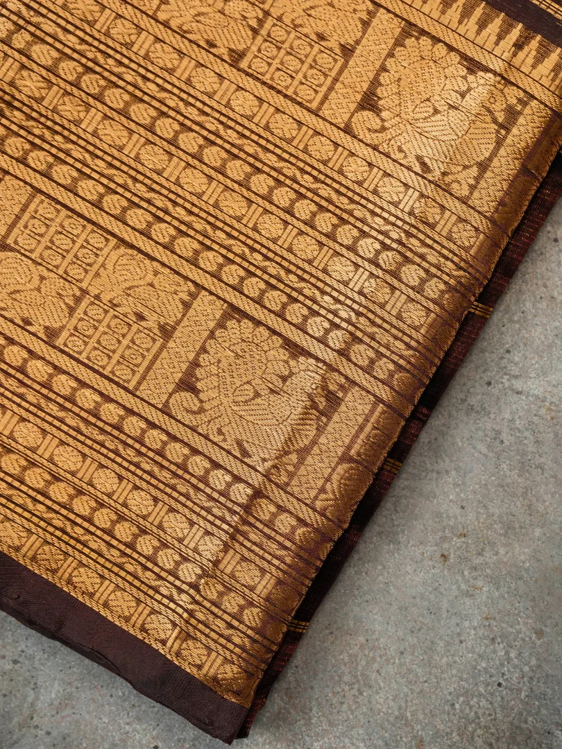 Rich Mangalagiri silk sarees Dark Brown 3