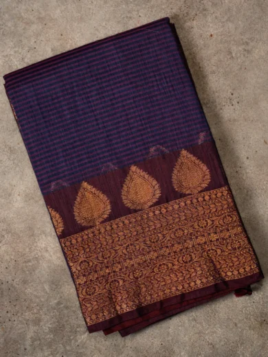 Silk Cotton Violet Saree 1