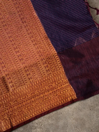 Silk Cotton Violet Saree 2